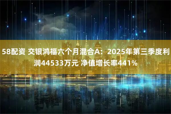 58配资 交银鸿福六个月混合A：2025年第三季度利润44533万元 净值增长率441%